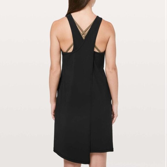 Lululemon Early Morning Dress in Black Pockets Mini Dress Tank Dress Size 4 - Picture 6 of 10